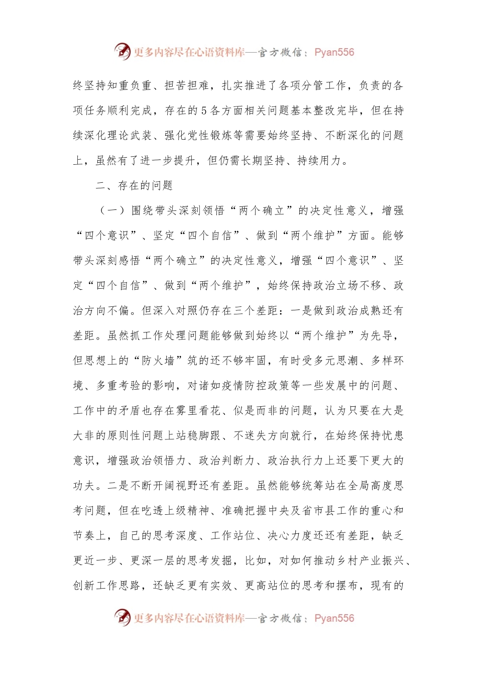 2022年度党员领导干部民主生活会个人对照检查材料提纲.docx_第2页