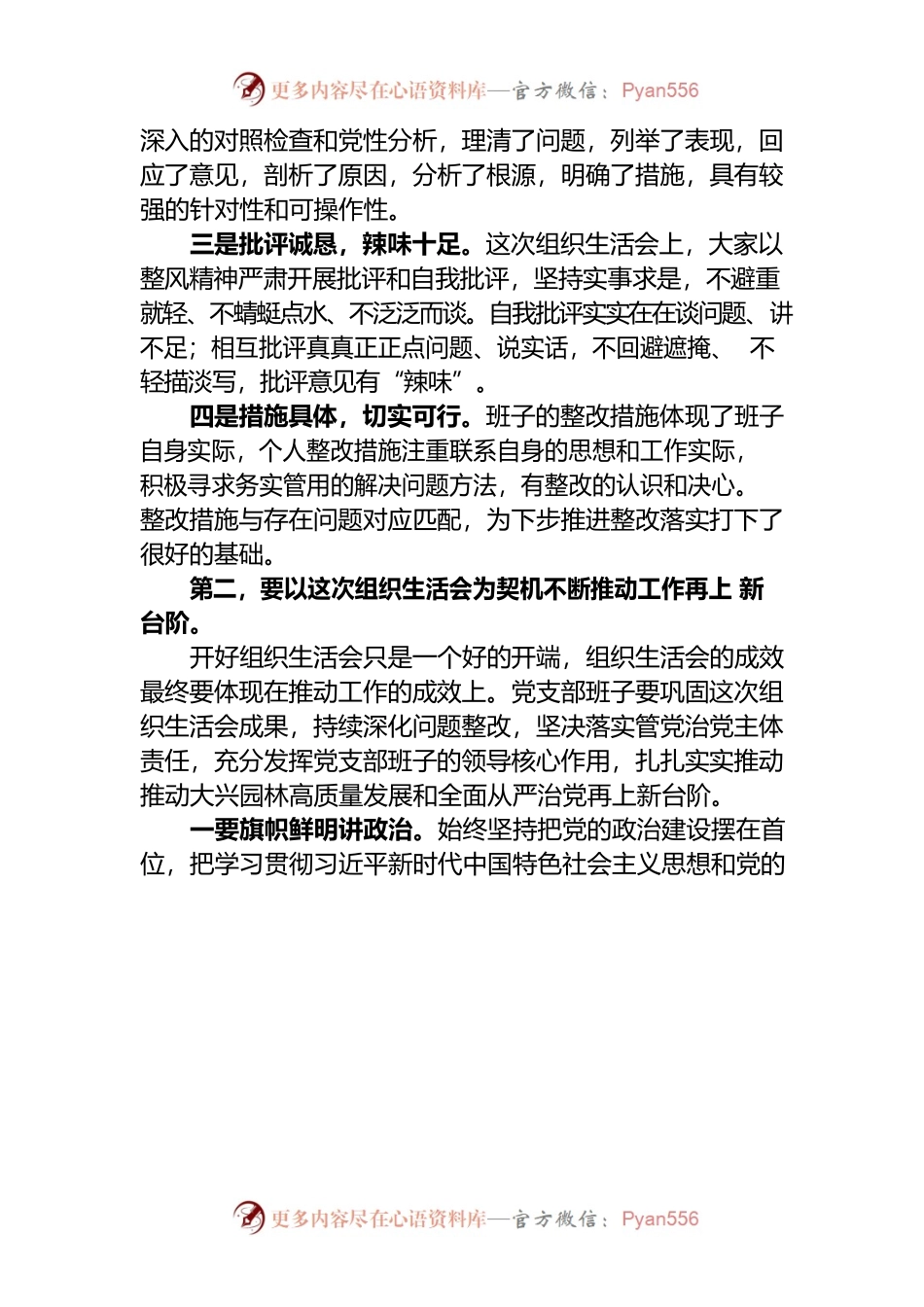 2022年组织生活会点评材料（党支部）.docx_第2页