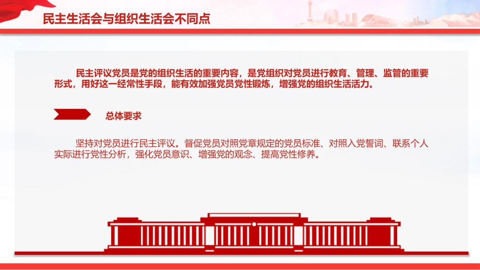 红色大气如何开展年度民主评议党员工作PPT民主生活会课件.pptx_第2页