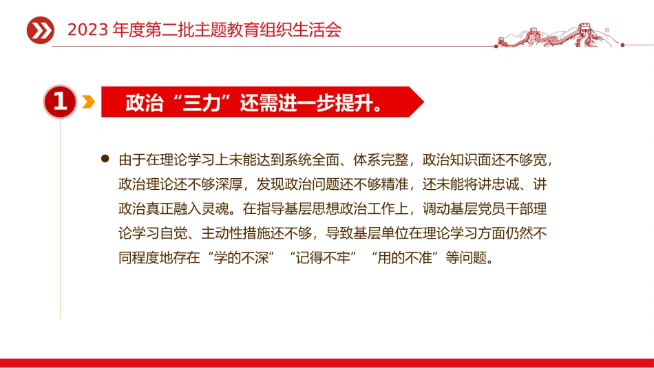 红色精美第二批主题教育组织生活会相互批评意见问题清单50条PPT模板下载.pptx_第2页