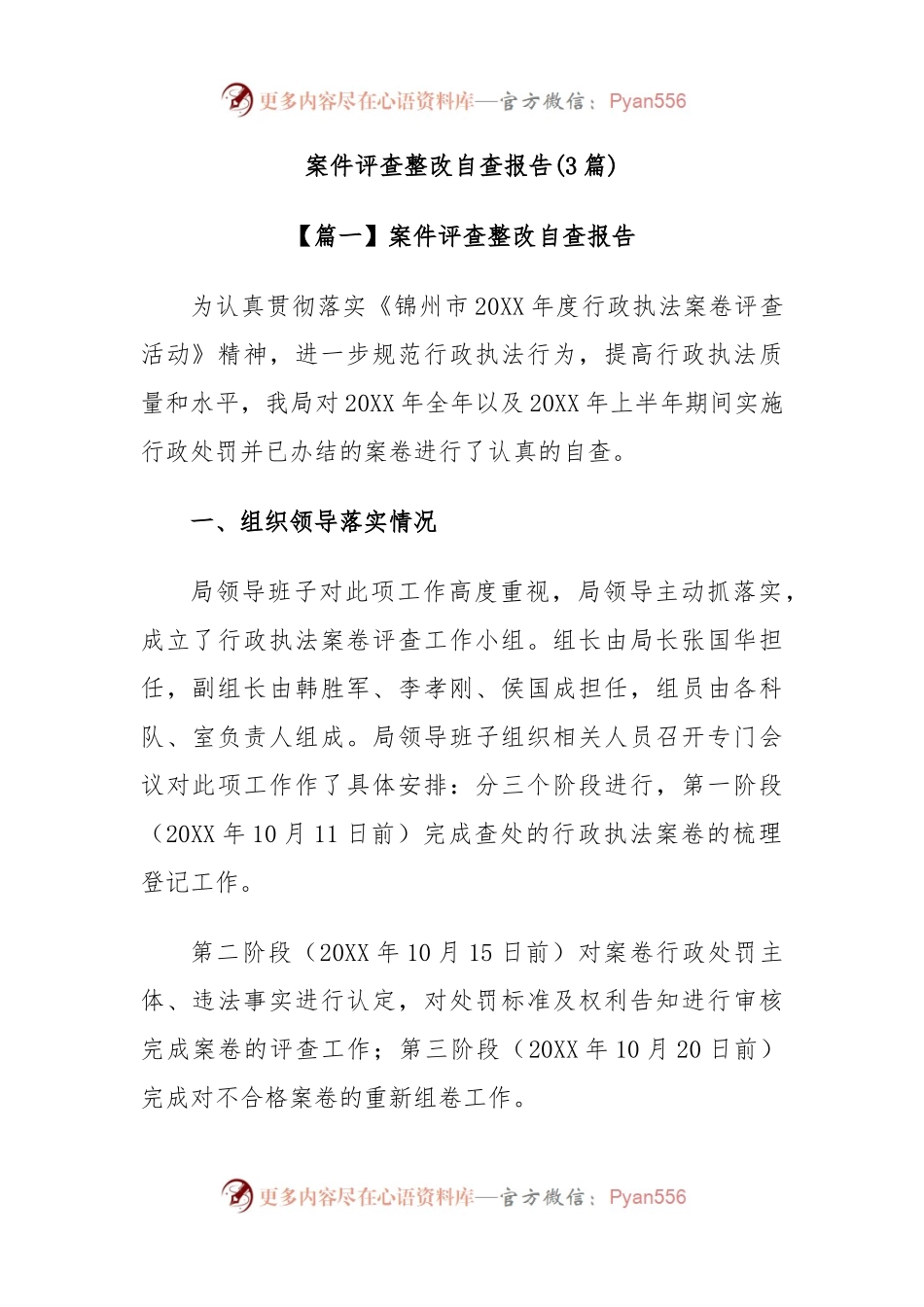 (3篇)案件评查整改自查报告.docx_第1页