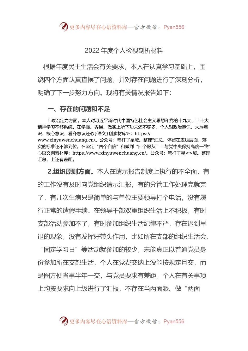 2022年度个人检视剖析材料.docx_第1页