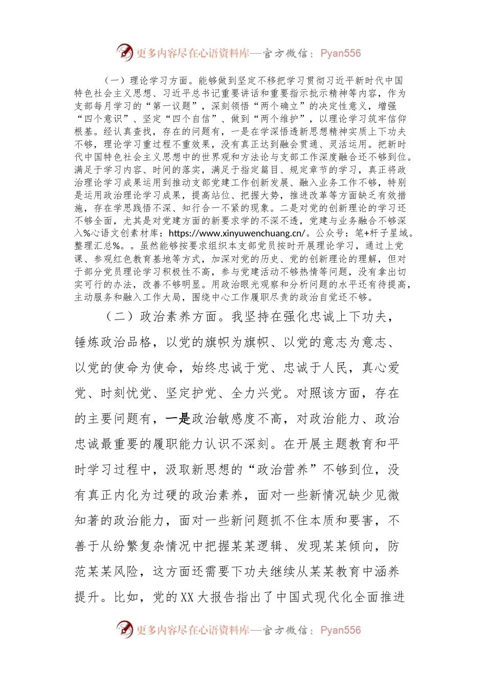 2023年主题教育专题组织生活会个人发言稿提纲.docx_第2页