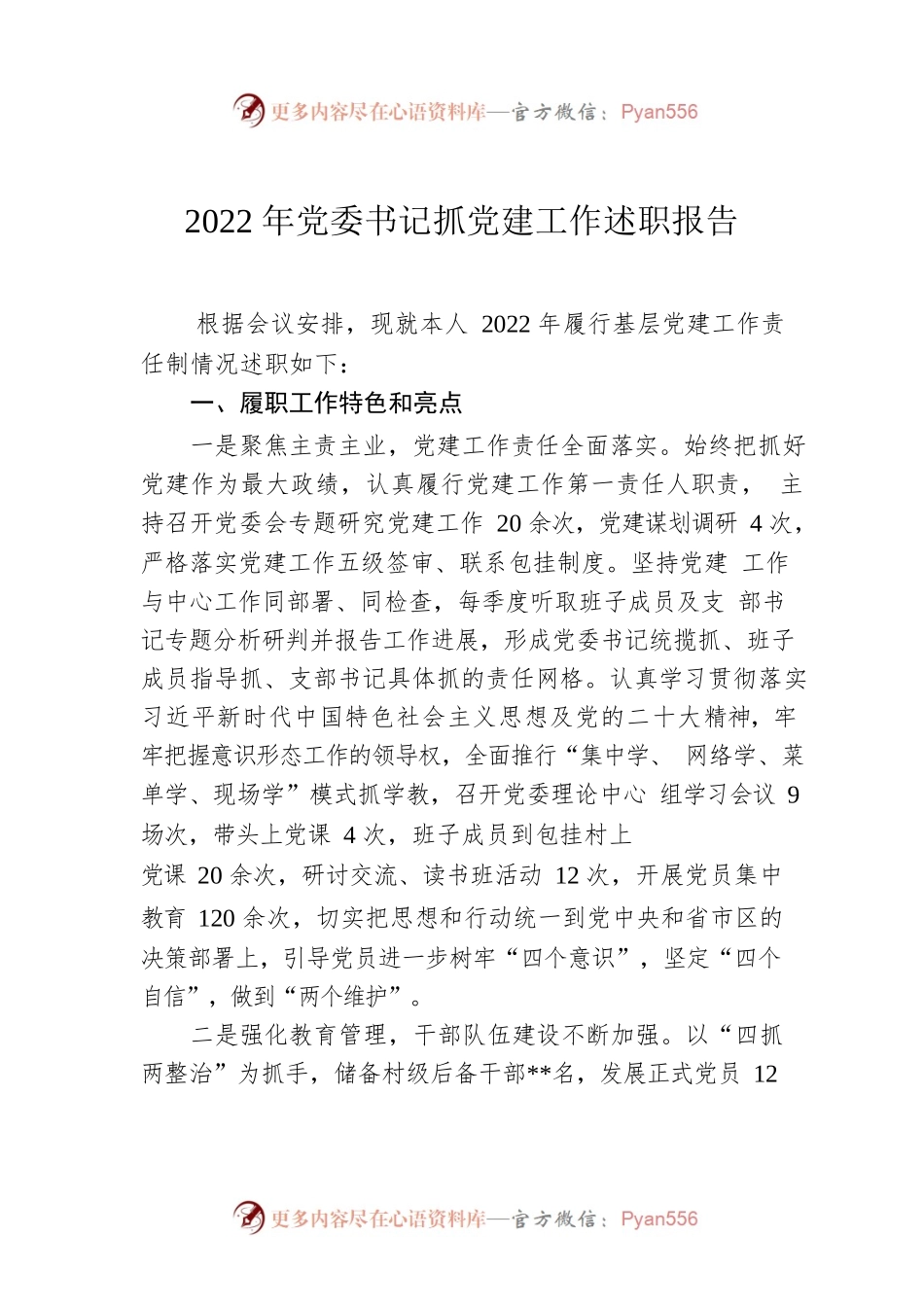 2022年党委书记抓党建工作述职报告.docx_第1页