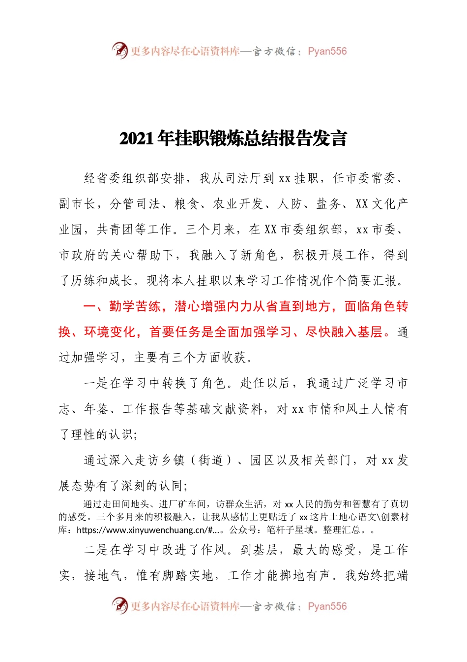 2021年挂职锻炼总结报告发言.doc.docx_第1页
