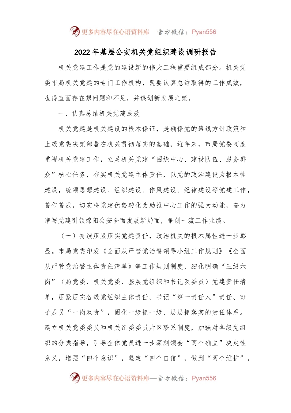 2022年基层公安机关党组织建设调研报告.docx_第1页