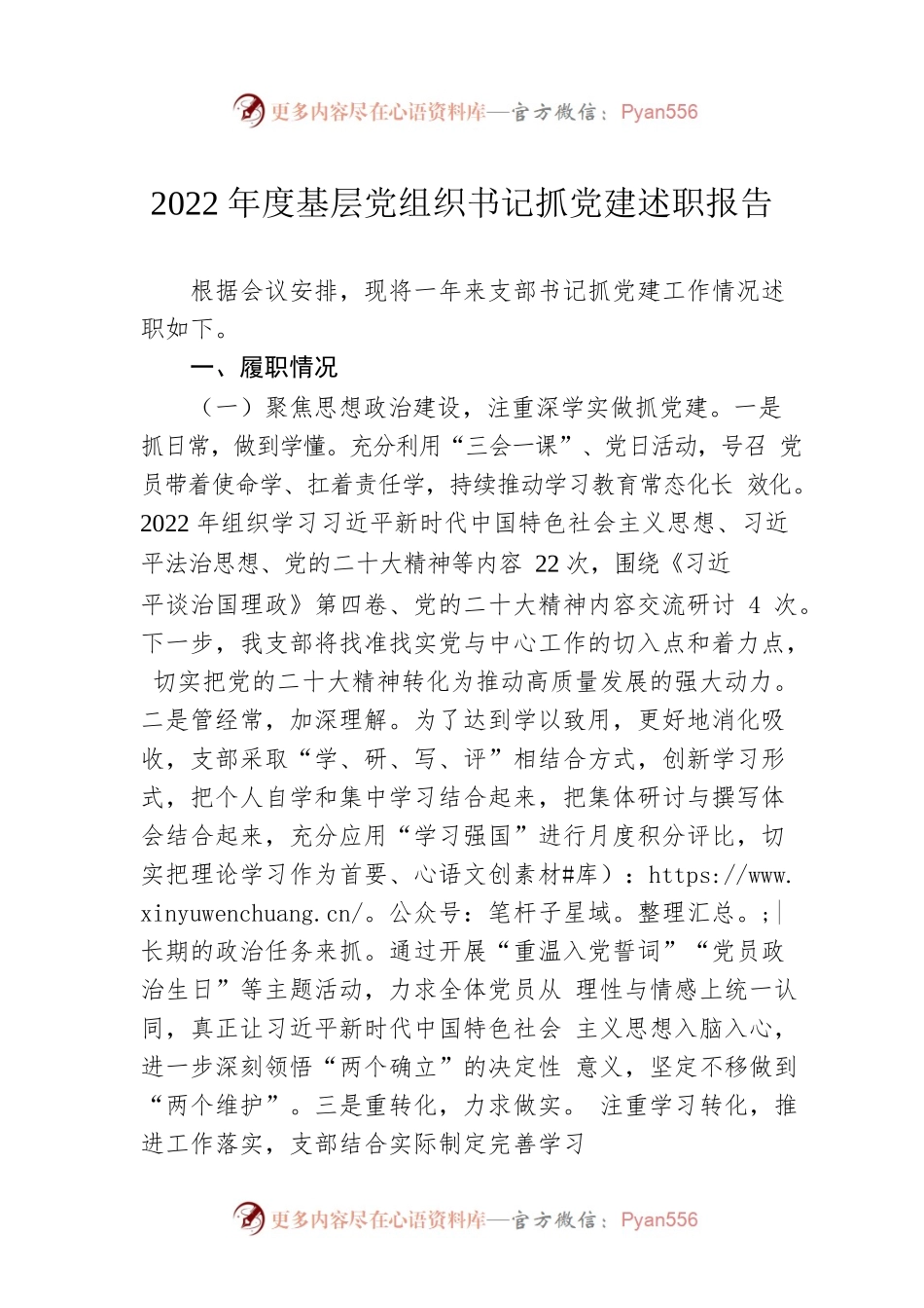 2022年度基层党组织书记抓党建述职报告.docx_第1页