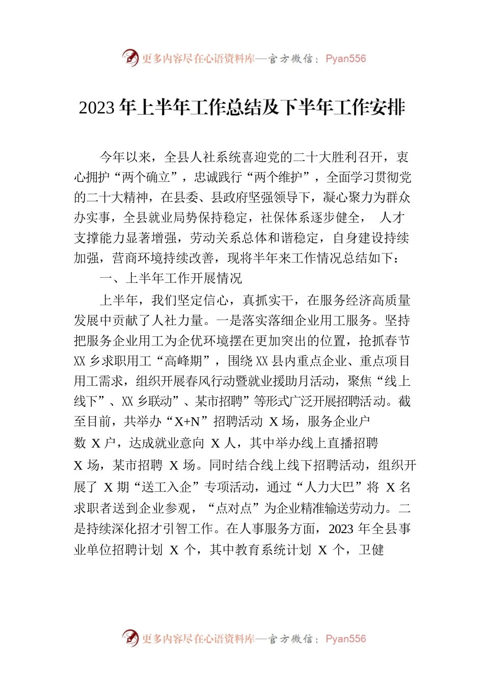 2023年上半年工作总结及下半年工作安排(20230703).docx_第1页