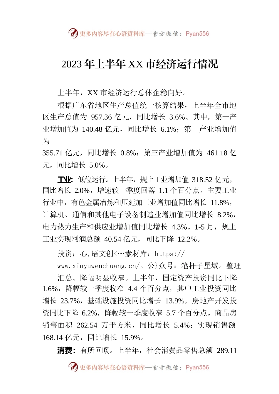 2023年上半年XX市经济运行情况（20230731）.docx_第1页
