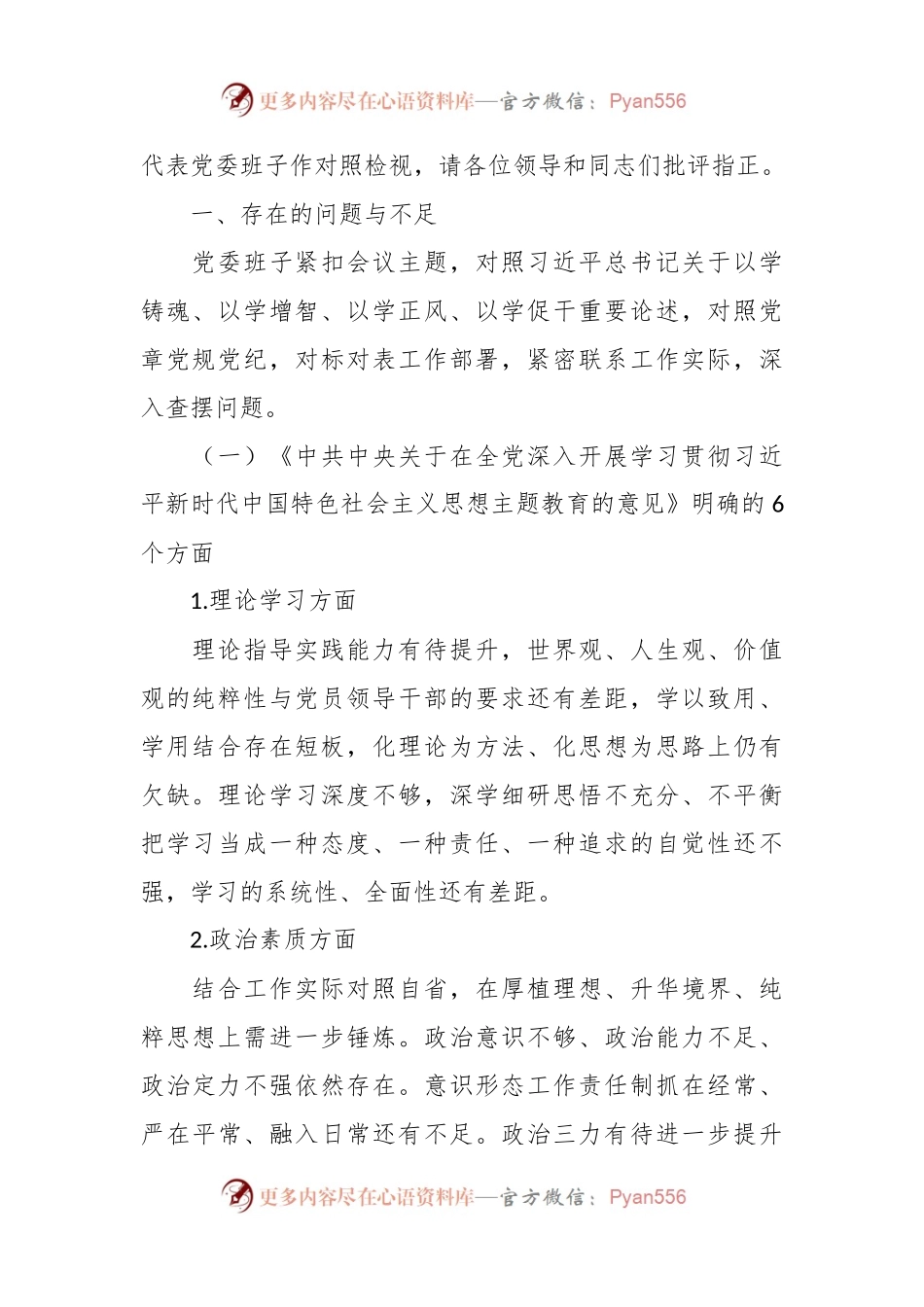 2023年主题教育民主生活会班子对照检查材料（2）.docx_第2页