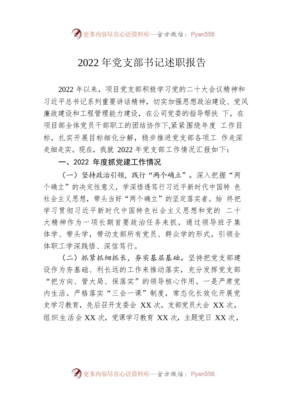 2022年党支部书记述职报告.docx_第1页