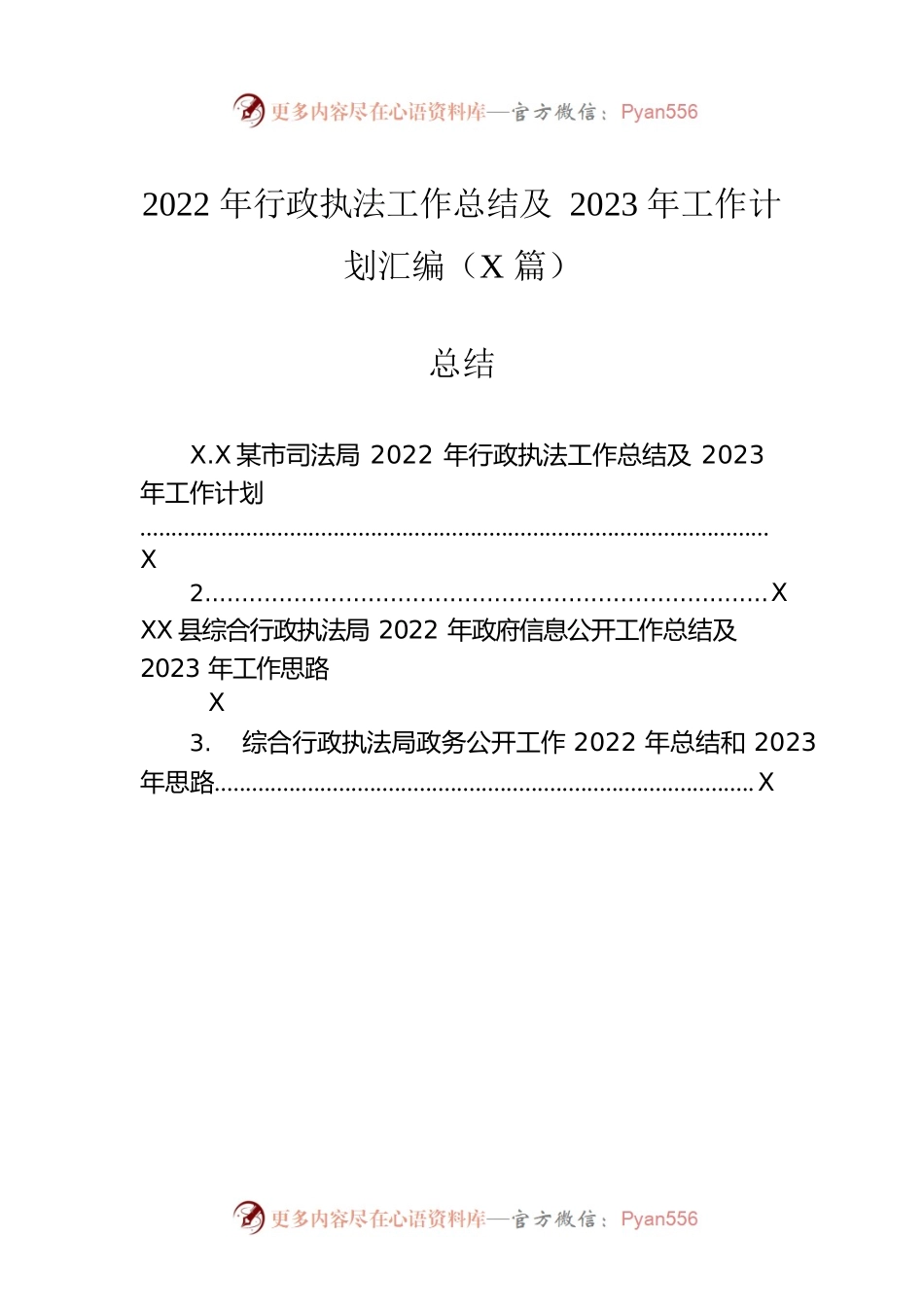2022年行政执法工作总结及2023年工作计划汇编（3篇）.docx_第1页