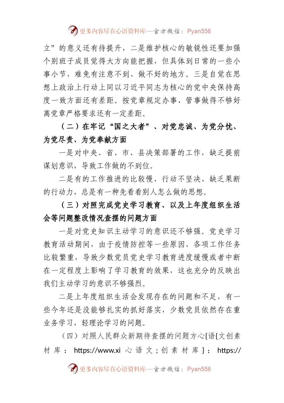 2022年度基层党组织组织生活会班子对照检查材料.docx_第2页