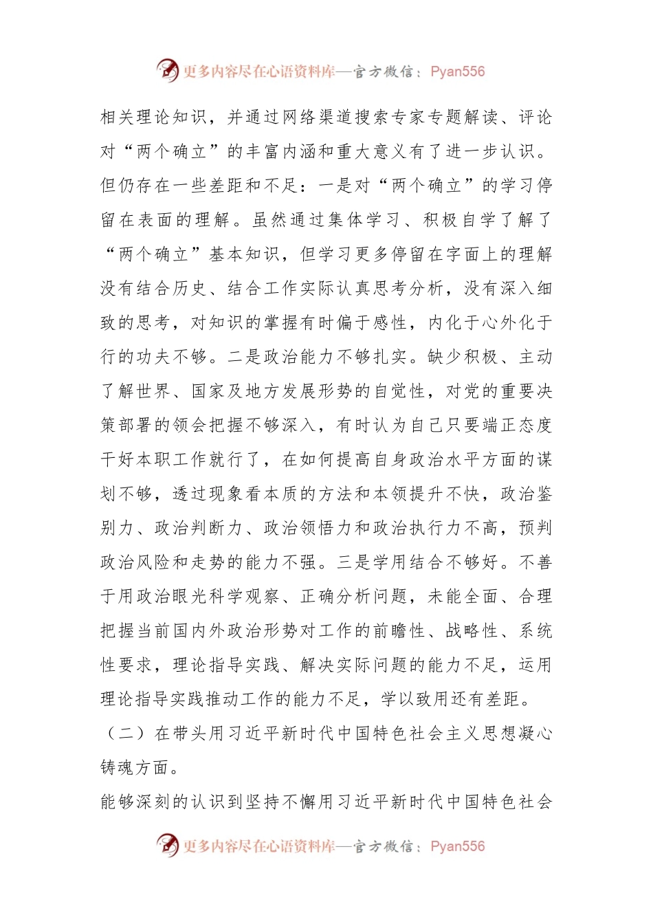 2022年度民主生活会党员干部个人对照检查材料.docx_第2页