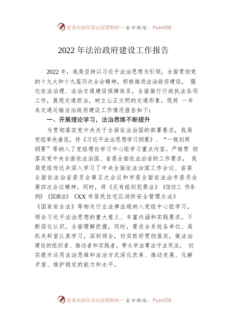 2022年法治政府建设工作报告（20221205）.docx_第1页