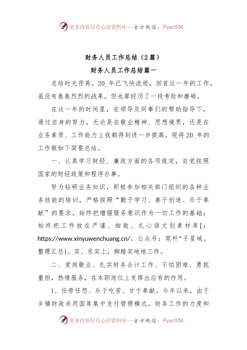 (2篇)财务人员工作总结.docx_第1页