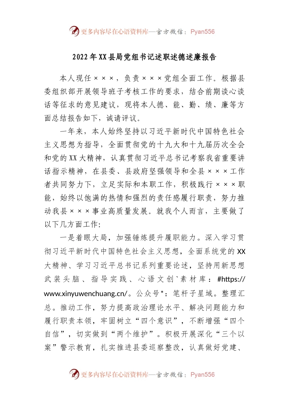 2022年度县局党组书记述职述德述廉报告.docx_第1页