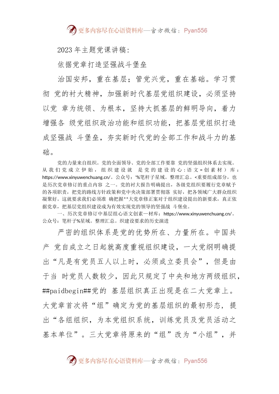 2023年主题党课讲稿：依据党章打造坚强战斗堡垒.docx_第1页