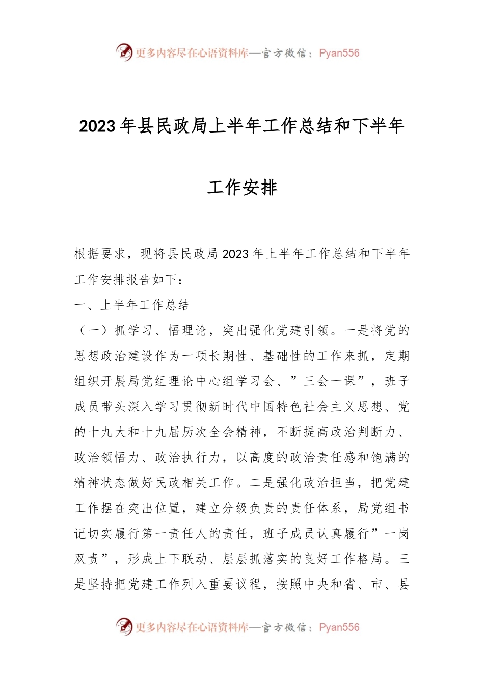 2023年县民政局上半年工作总结和下半年工作安排.docx_第1页