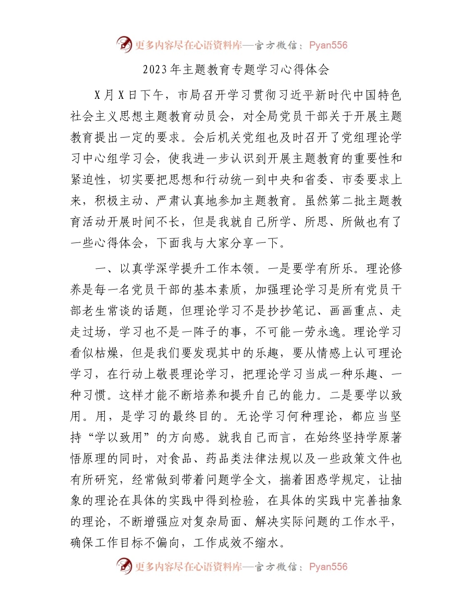 2023年主题教育专题学习心得体会.docx_第1页