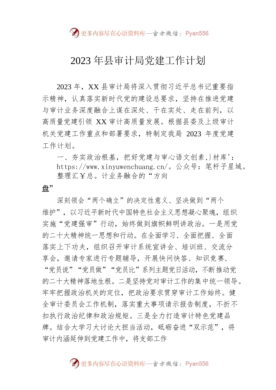 2023年县审计局党建工作计划.docx_第1页