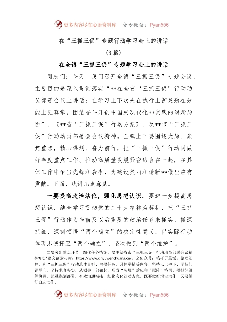 (3篇)在“三抓三促”专题行动学习会上的讲话.docx_第1页