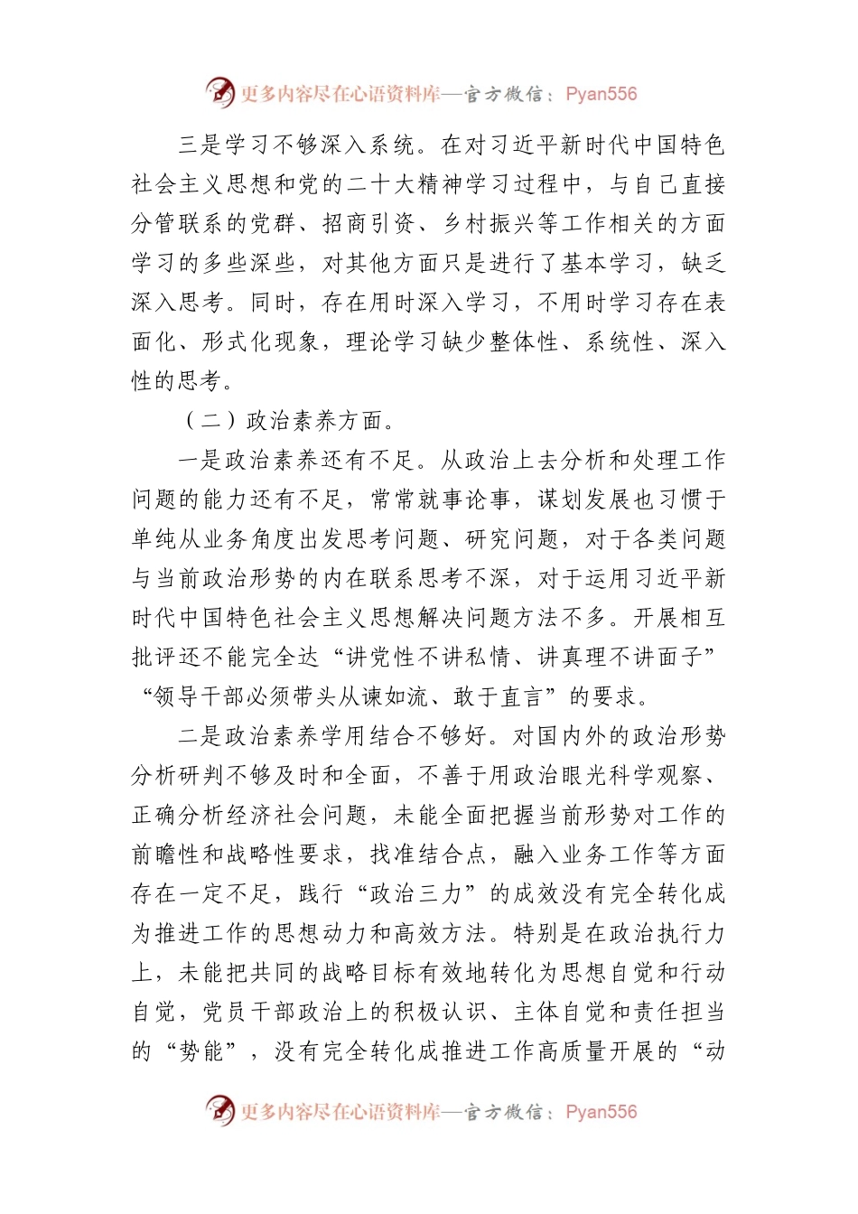 2023年主题教育专题组织生活会领导个人对照检查材料.docx_第2页