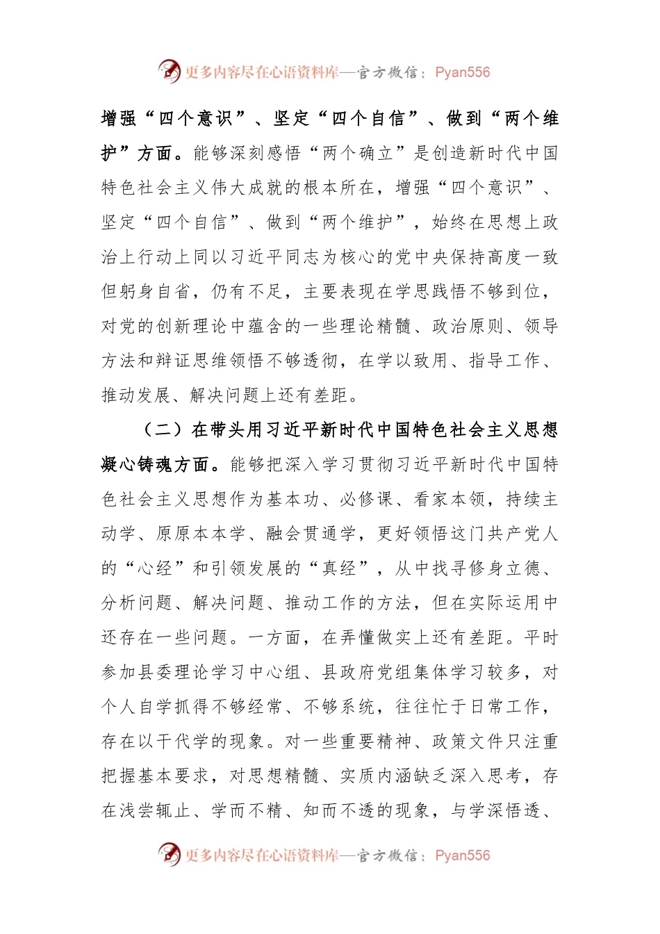 2022年度XX县委领导干部在民主生活会上的发言提纲.docx_第2页