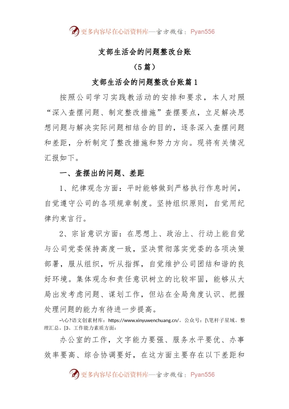 (5篇)支部生活会的问题整改台账.docx_第1页