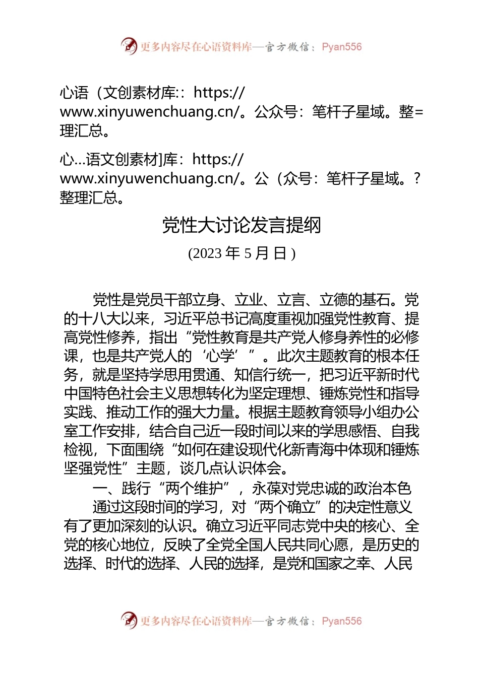 20230528-同志党性大讨论发言提纲.docx_第1页
