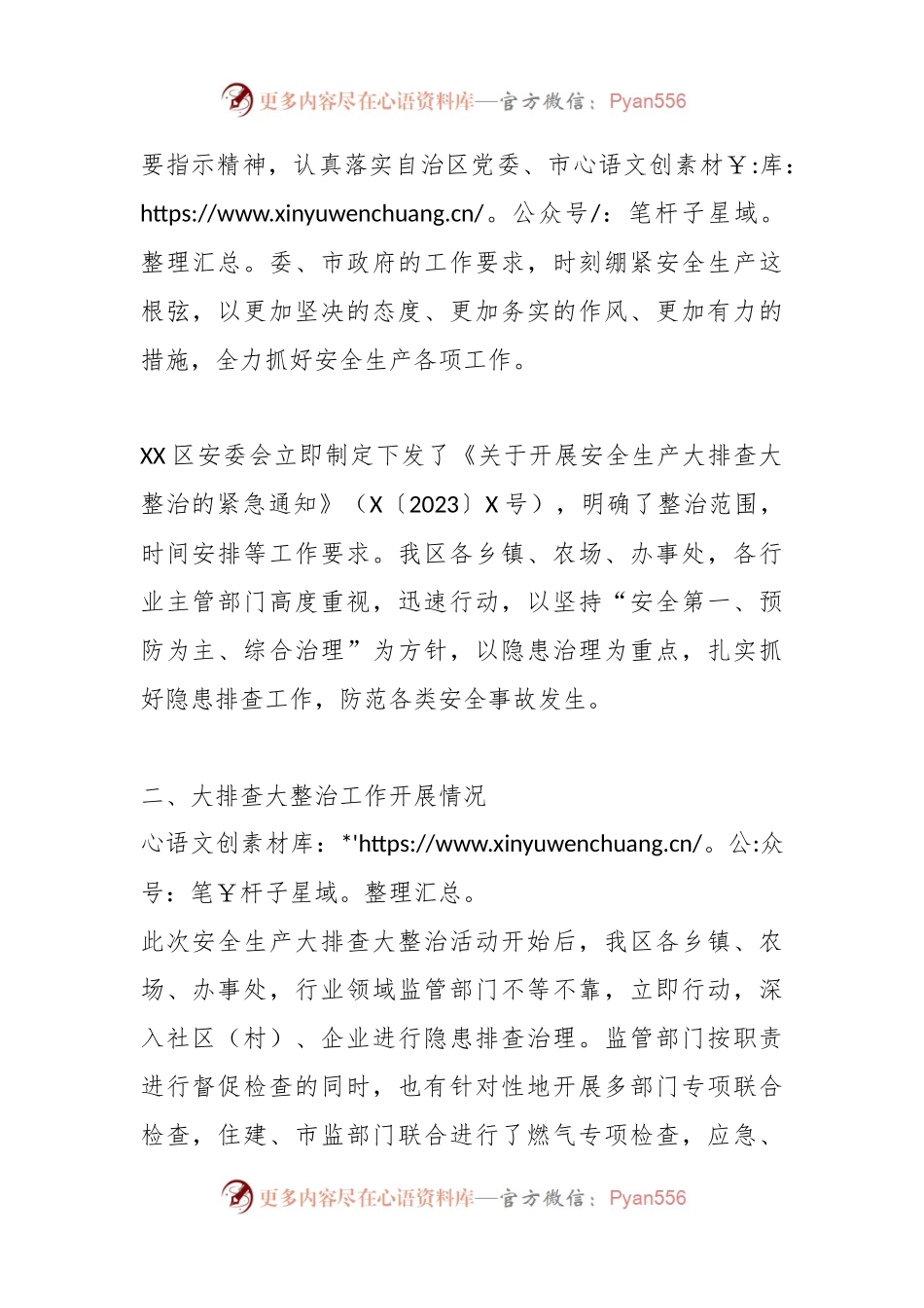 2023X区开展安全生产大排查大整治行动工作情况汇报.docx_第2页