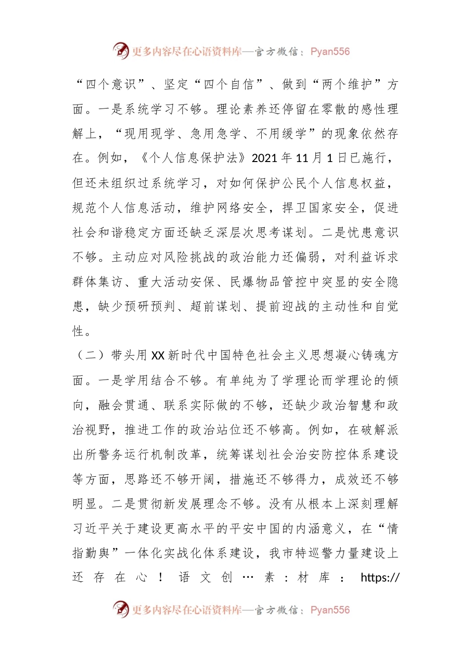 2022年XX市G安局党委班子成员民主生活会对照检查材料.docx_第2页
