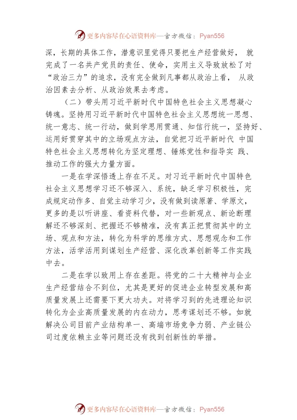 2022年度总经理民主生活会对照检查材料.docx_第2页