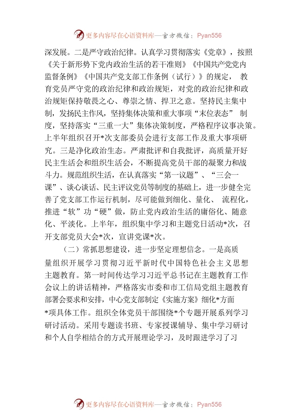 2023年上半年党支部书记落实全面从严治党主体责任情况报告.docx_第2页