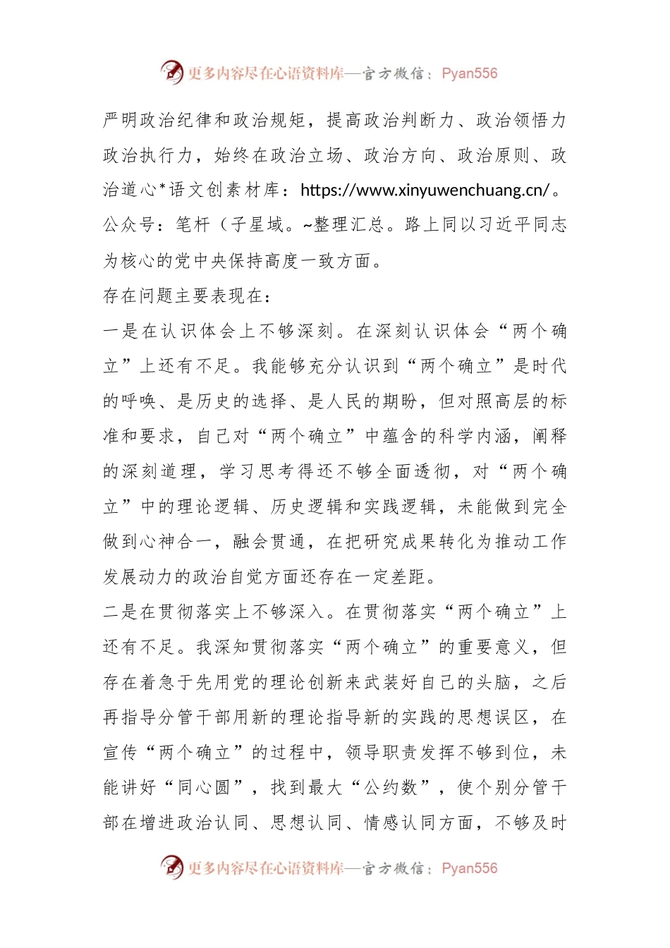 2023年专题民主生活会个人对照检查材料（一）.docx_第2页