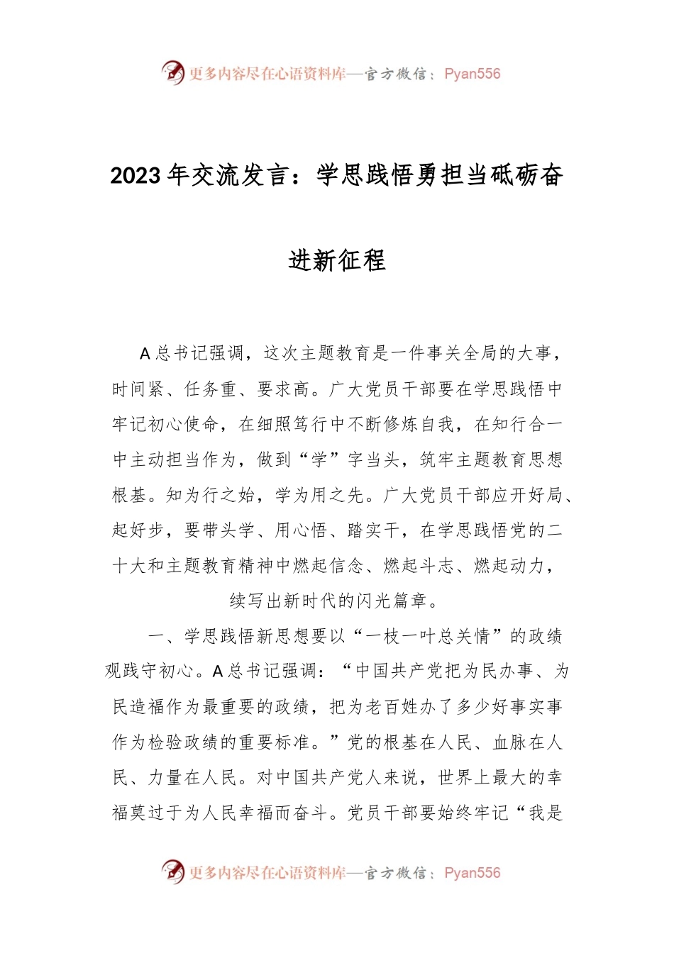 2023年交流发言：学思践悟勇担当砥砺奋进新征程.docx_第1页
