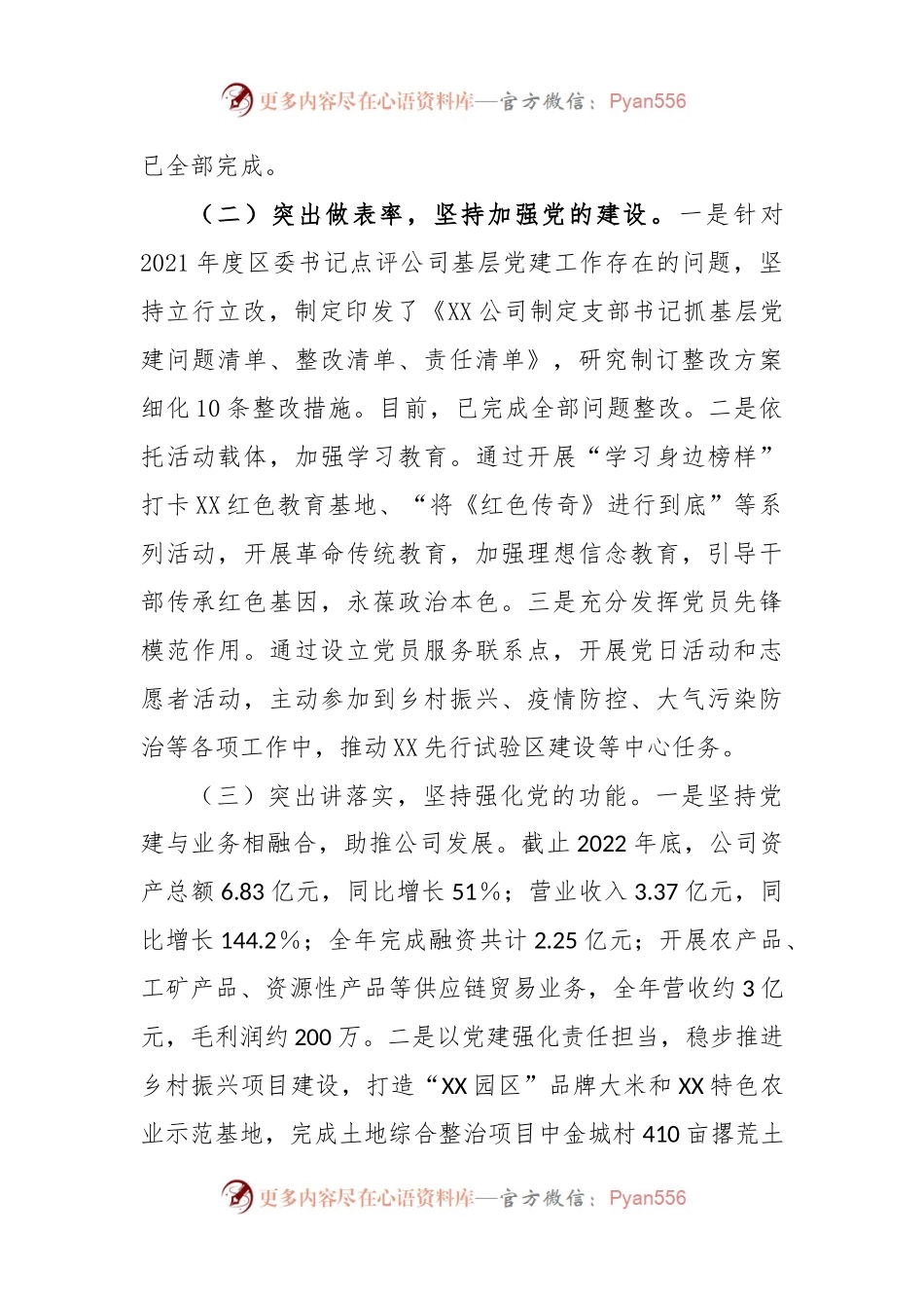 2022年度XX投资有限公司党支部抓基层党建工作述职报告.docx_第2页