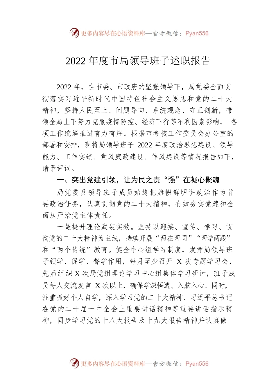 2022年度市局领导班子述职报告.docx_第1页