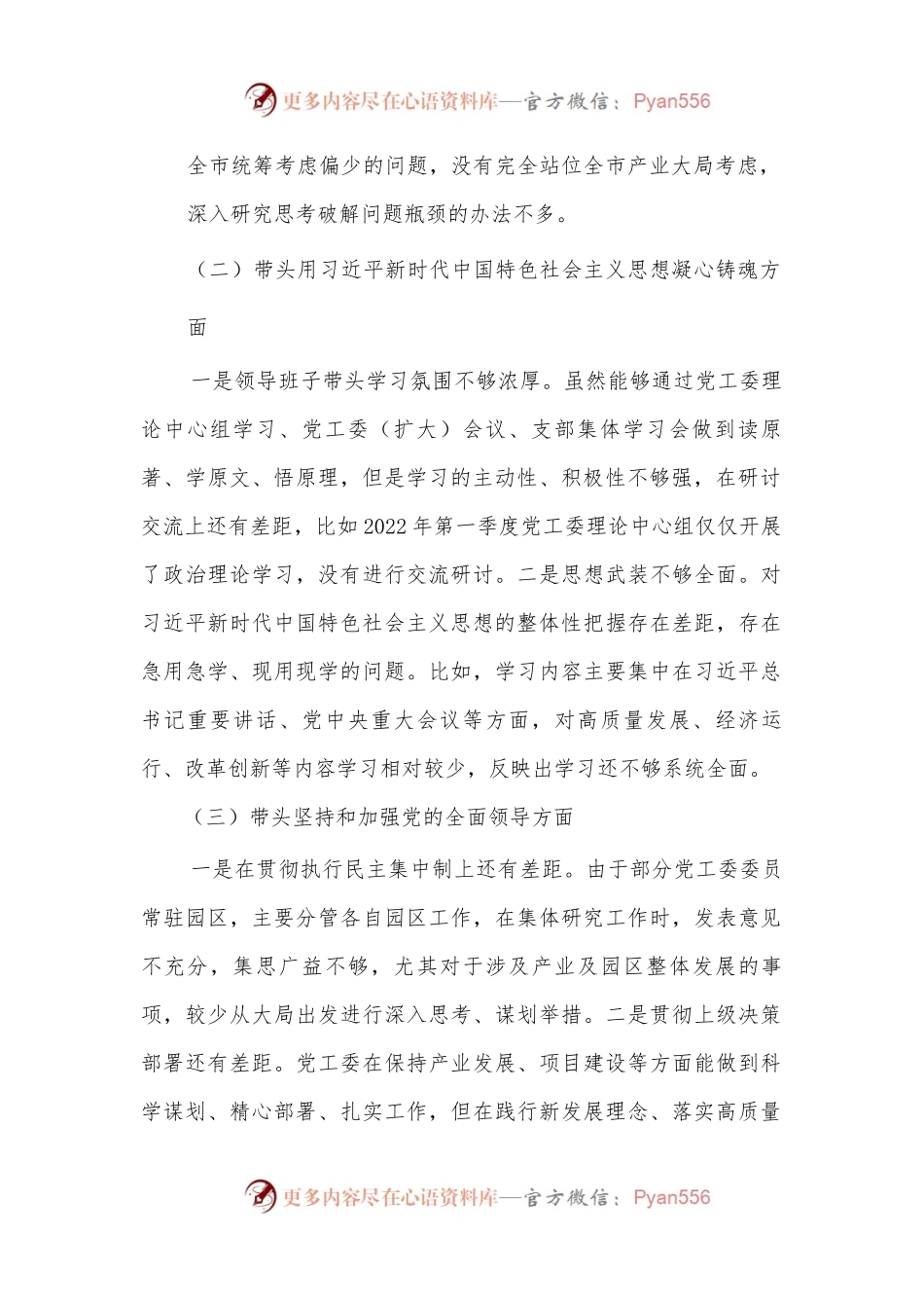 2022年度党工委领导班子民主生活会对照检查材料.docx_第2页