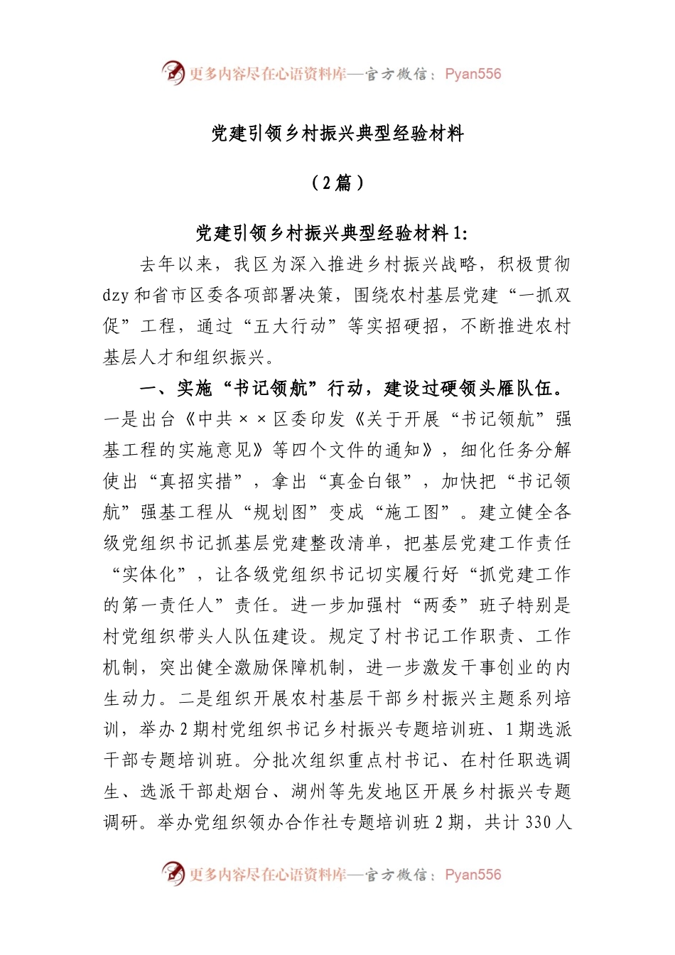 (2篇)党建引领乡村振兴典型经验材料.docx_第1页