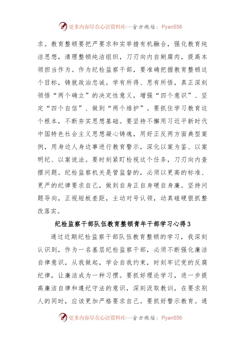 (5篇)纪检监察干部队伍教育整顿青年干部学习心得.docx_第2页