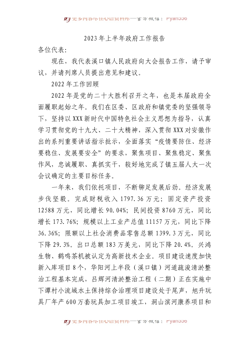 2023年上半年政府工作报告（总结）.docx_第1页