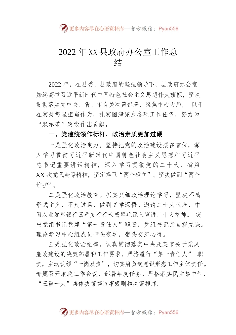 2022年度县政府办公室工作总结.docx_第1页