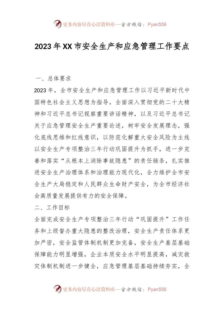 2023年XX市安全生产和应急管理工作要点.docx_第1页