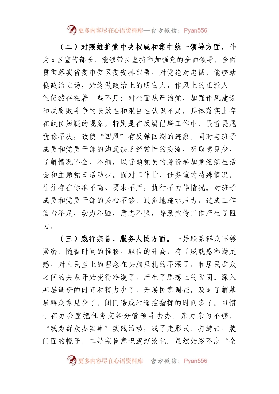2023年主题教育民主生活会个人对照检查材料 宣传部长（践行宗旨等6个方面）(1).docx_第2页