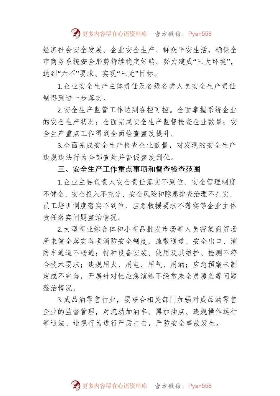 2023年商务系统安全生产工作要点和督查检查工作计划.docx_第2页