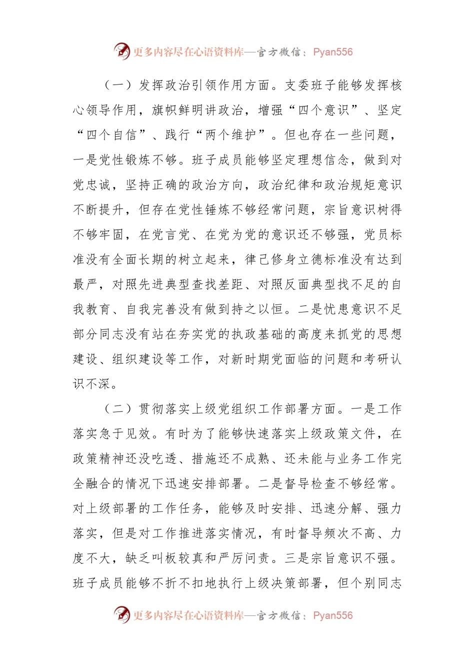 2022年支委班子组织生活会对照检查情况报告（2640字）.docx_第2页
