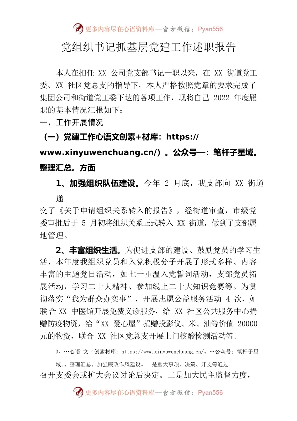2022年度党组织书记抓基层党建工作述职报告.docx_第1页