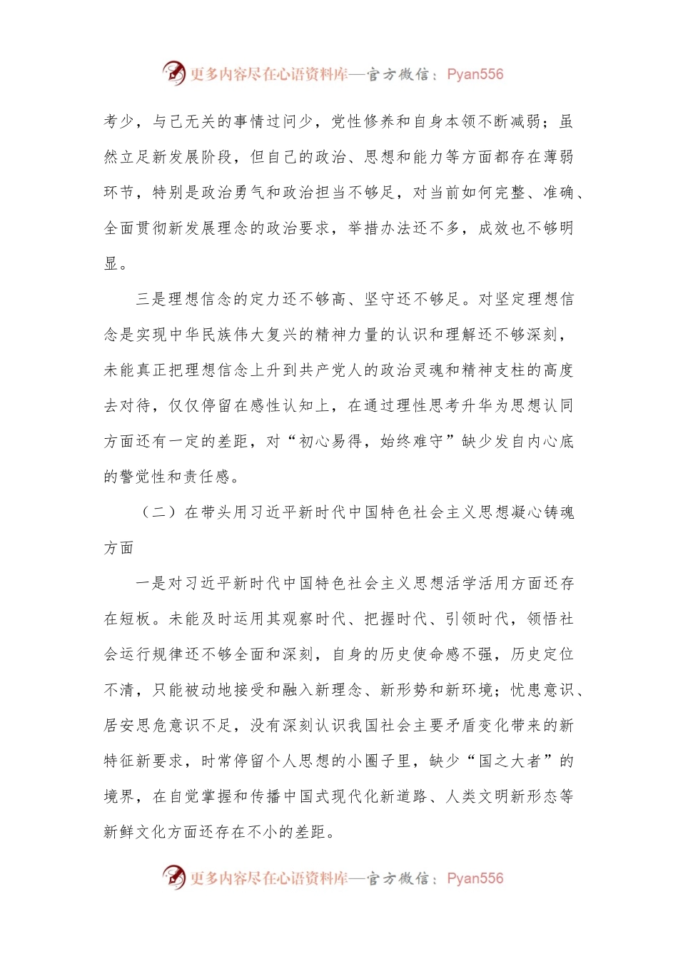 2022年度“六个带头”专题民主生活会个人对照检查材料（领导干部）.docx_第2页