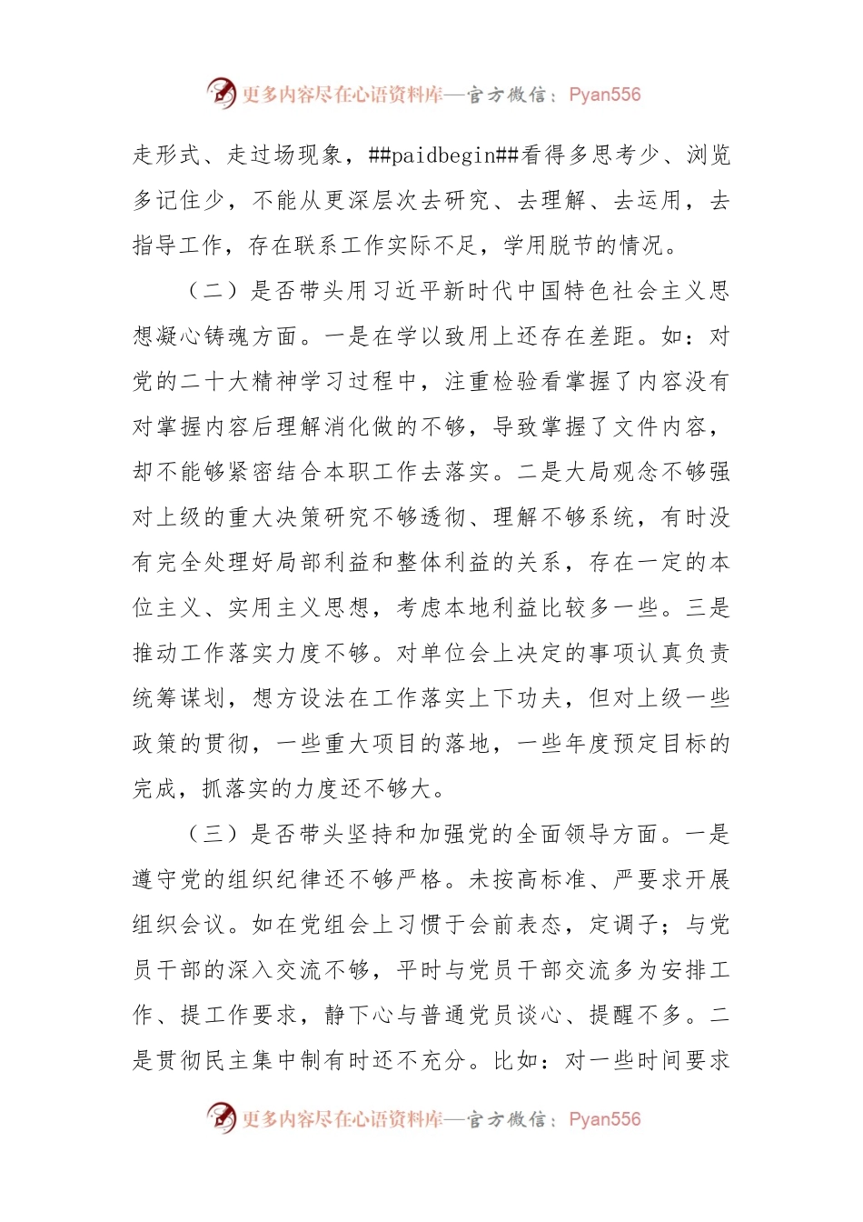 2022年民主生活会对照检查材料（六个带头）（三）.docx_第2页